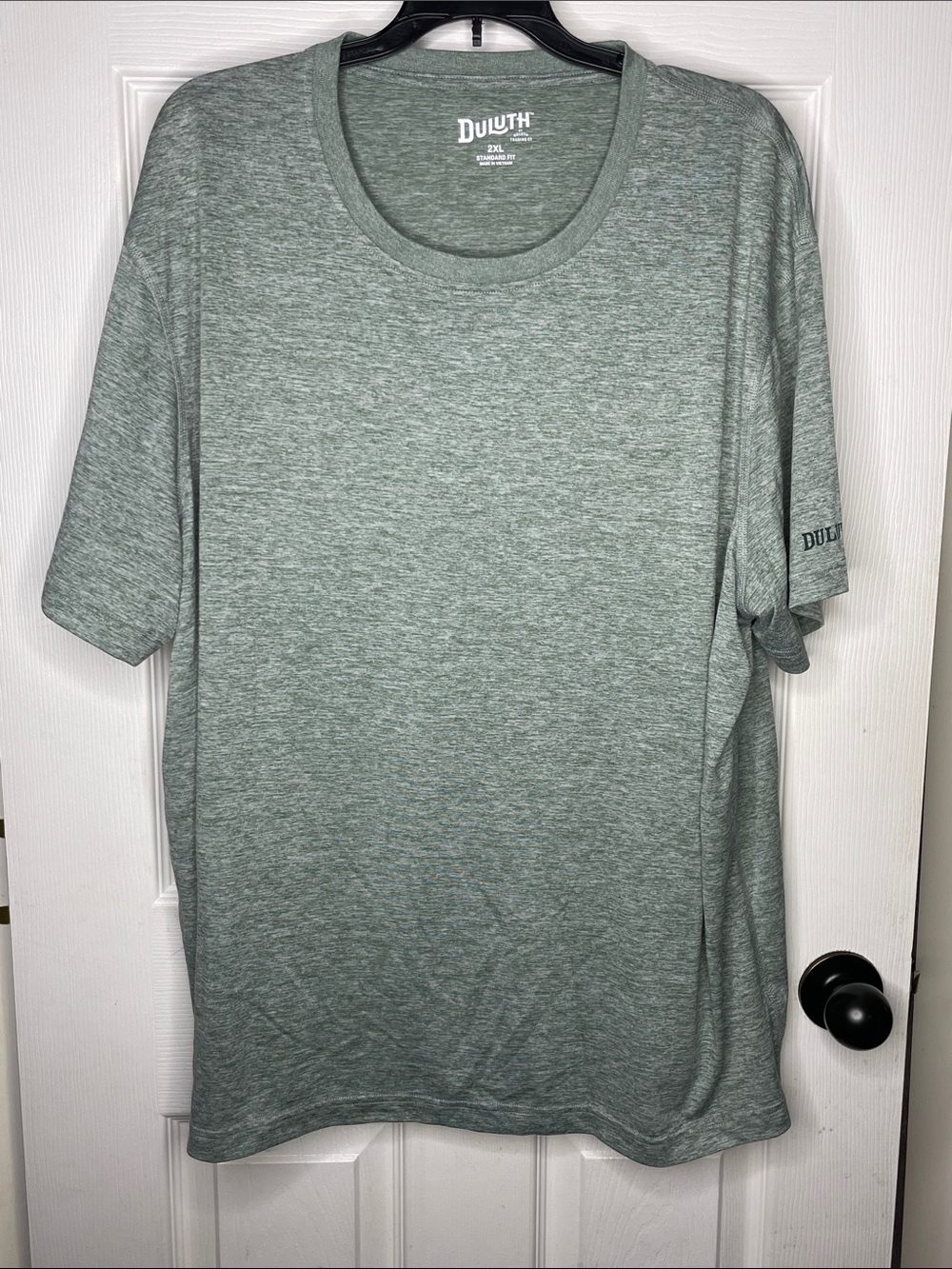Duluth Trading Co Heather Sage Green Short Sleeve Crew Tee. Size 2XL